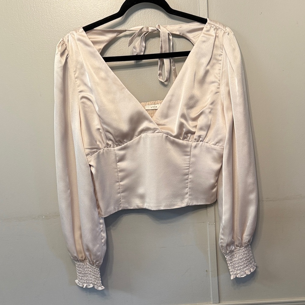 Elegant Cream Satin Women's Top